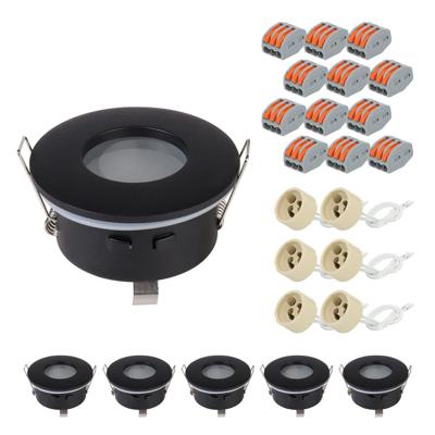 Set van 6 Bento - LED Inbouwspots - Armatuur - Diameter 83mm - GU10 Fitting incl. lamphouder - Rond - IP44 voor badkamer en buiten - Zwart