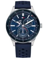 Tommy Hilfiger Herenhorlogemet blauwe leren band, 45 mm