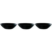 3x Salade schalen/slakommen van zwart glas 27 cm