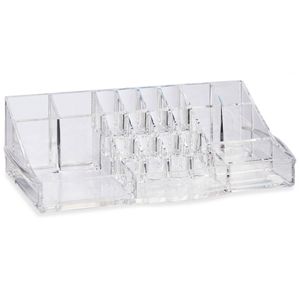 Make-up organizer/opberger 20-vaks met lade en spiegel 32 x 12 cm van kunststof - Make-up dozen