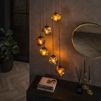 LifestyleFurn Hanglamp Shahid Glas, 6-lamps - Artic zwart - thumbnail