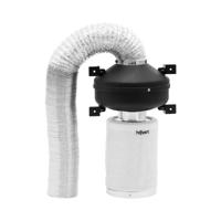 Luchtafvoerset - 30 cm actief koolfilter / pijpventilator / afvoerslang - 249,6 m³/h - Ø 100 mm uitlaat