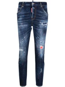 DSQUARED2 paint splatter distressed skinny jeans - Bleu