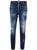 DSQUARED2 paint splatter distressed skinny jeans - Bleu - thumbnail