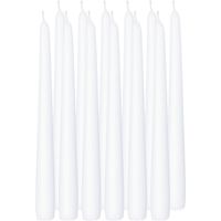 12x Witte dinerkaarsen 25 cm 8 branduren