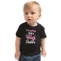 Going to be a big sister cadeau t-shirt zwart peuter/ meisje - Aankodiging zwangerschap grote zus 98 (13-36 maanden)  -