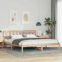 Bedframe met hoofdeinde Bruin 200 x 200 cm Massief grenenhout