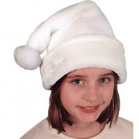 Kerstmuts - pluche - wit - voor kinderen - kerstaccessoires - kerst verkleed artikelen