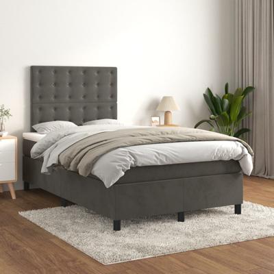 Boxspring met matras fluweel donkergrijs 120x200 cm