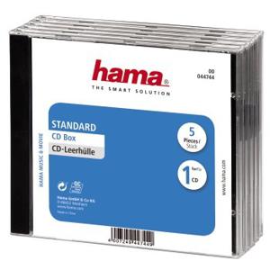 Hama CD Jewel Case Standard, Pack 5 Cd-doosje 1 schijven Zwart, Transparant