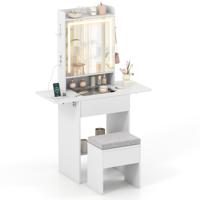 Compacte Kaptafel Met Spiegel En Verlichting Met Drie Kleurenverlichtingsmodi