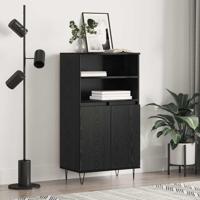 Highboard met plank met opslag met de deur Zwart 60 x 36 x 110 cm Bewerkt hout