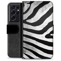 Samsung Galaxy S21 Ultra 5G Premium Portemonnee Hoesje - Zebra