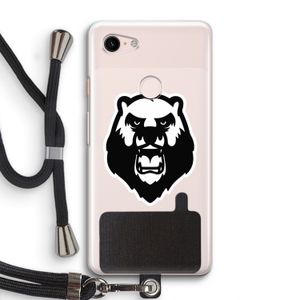 Angry Bear (white): Pixel 3 Transparant Hoesje met koord