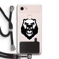 Angry Bear (white): Pixel 3 Transparant Hoesje met koord