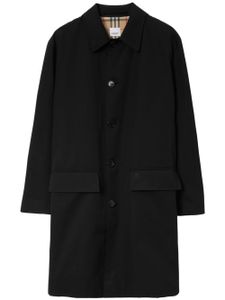 Burberry manteau en gabardine à simple boutonnage - Noir