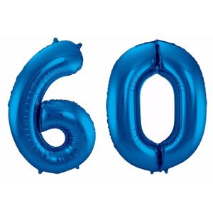 Cijfer 60 ballon blauw 86 cm