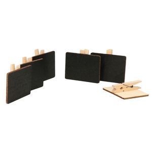 4x Houten memo bord rechthoek op knijpertje 5 cm   -