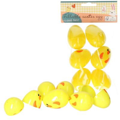 Vulbare hobby kunststof paaseieren - 5,5 cm - 6x stuks - kuikens geel - Paasdecoraties