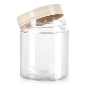 Voorraadpot/bewaarpot - 600 ml - kunststof - beige - B10 x H12 cm