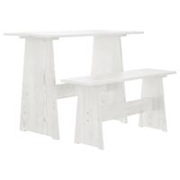 Eettafel met bankje REINE massief grenenhout wit