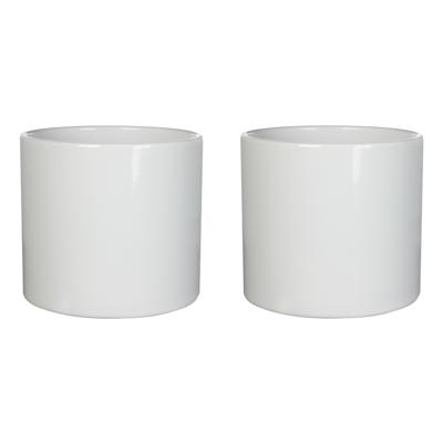 Bloempot - 2x stuks - wit glans - H17.5 x D19.5 cm - keramiek - voor kamerplant - plantenpot