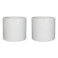 Bloempot - 2x stuks - wit glans - H17.5 x D19.5 cm - keramiek - voor kamerplant - plantenpot