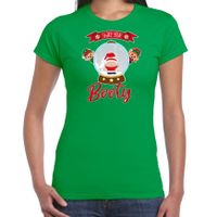 Fout kersttrui t-shirt voor dames - Kerstman sneeuwbol - groen - Shake Your Booty