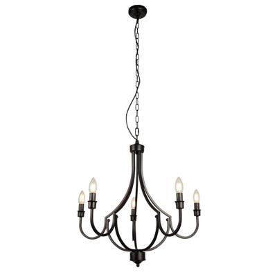 Searchlight Klassieke hanglampLodge 5-lichts zwart - 82915-5BK