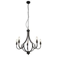 Searchlight Klassieke hanglampLodge 5-lichts zwart - 82915-5BK