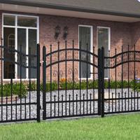 VidaXL Hekpoort met speerpunt zwart 103x100 cm gepoedercoat staal