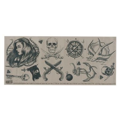 Carnaval verkleed nep tattoo set - piraat thema - volwassenen Carnaval verkleed nep tattoo set - piraat thema - volwassenen