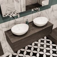 Mondiaz Lush Barco badmeubel eiken Dark brown 120 cm 1 lade mdf 2 waskommen beide zijden zonder kraangat