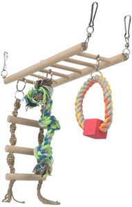 TRIXIE HANGBRUG MET TOUWLADDER / TOUW FRET HOUT / TOUW 35X15 CM 3 ST