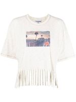 GANNI t-shirt imprimé à franges - Tons neutres