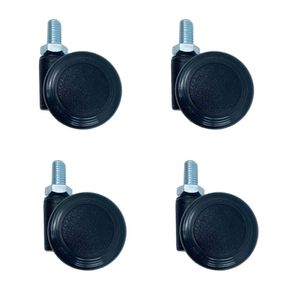 Meubelwiel zwart diameter 3,5 cm zonder rem (M8) set van 4 stuks