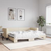 Slaapbank met onderschuifbed 80x200 cm stof crèmekleurig