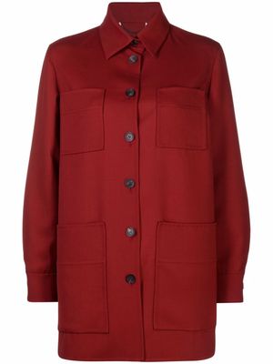 Ferragamo chemise en laine vierge à manches longues - Rouge