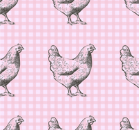 Behang keuken Roze en witte vierkanten met hanen Behang keuken Roze en witte vierkanten met hanen