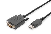 Digitus AK-340301-050-S DisplayPort-kabel DisplayPort / DVI Adapterkabel DisplayPort-stekker, DVI-D 24+1-polige stekker 5.00 m Zwart Schroefbaar