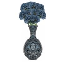 Chaks Kunstbloemen boeket dahlia - 5x - blauw - 26 cm - bloemstuk - onderhoudsvrij