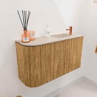 Toiletmeubel Mondiaz Joya Dlux | 71.6 cm | Meubelkleur Oak | Faye wastafel Frappe Wasbak Rechts | 1 kraangat