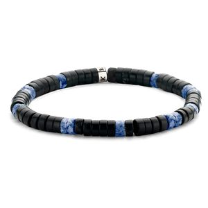 Frank 1967 7FB-0428 Rekarmband met natuurstenen beads zwart-blauw