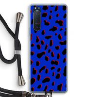 Blue Leopard: Sony Xperia 5 II Transparant Hoesje met koord