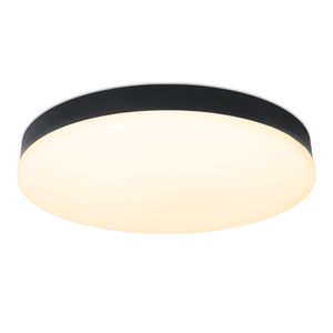 Lumi - Badkamer Plafondlamp - 18W 1500 lumen - Zwart Ø30 cm - IP54 waterdicht - 2700K Warm wit - Diffuus melkglas effect - LED Plafonniere