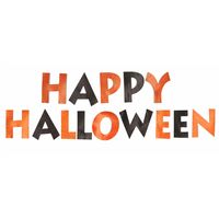 Happy Halloween feestslinger - 3,65 meter - oranje/zwart - van papier - thumbnail