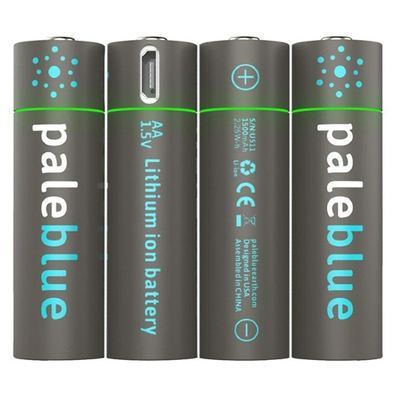 Pale Blue 4x AAA Lithium 1.5V oplaadbare batterij met USB-C