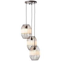 Brilliant Hanglamp Slope 3-lichts zwart met zandkleur 99479/76