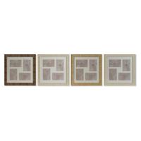 Fotolijsten Home ESPRIT Bruin Beige Natuurlijk Ivoor Kristal polyestyreen Scandinavisch 38 x 2 x 38 cm (4 Stuks)