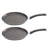 Set van 2x stuks aluminium pannekoekenpan Chef-line Pro met anti-aanbak laag 24 cm